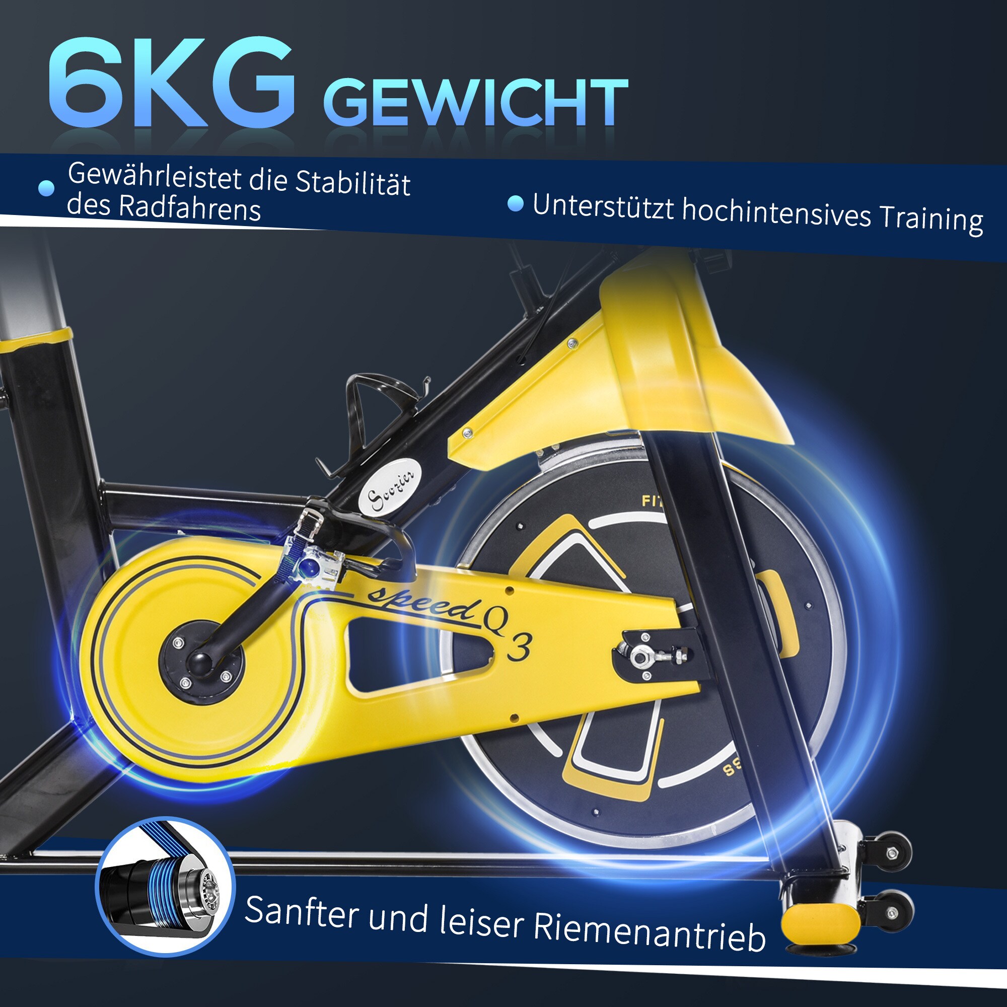 HOMCOM Fahrradtrainer höhenverstellbar gelb, schwarz 50 x 100 x 101-113 cm (BxTxH)