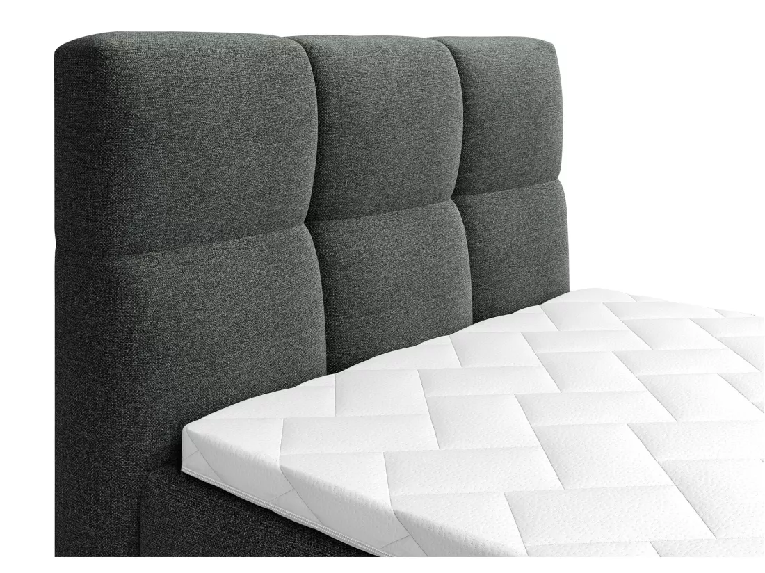 Ensemble complet boxspring tête de lit capitonnée + sommiers relaxation électrique + matelas + surmatelas - 100 x 200 cm - Tissu - Anthracite - LODI de PALACIO