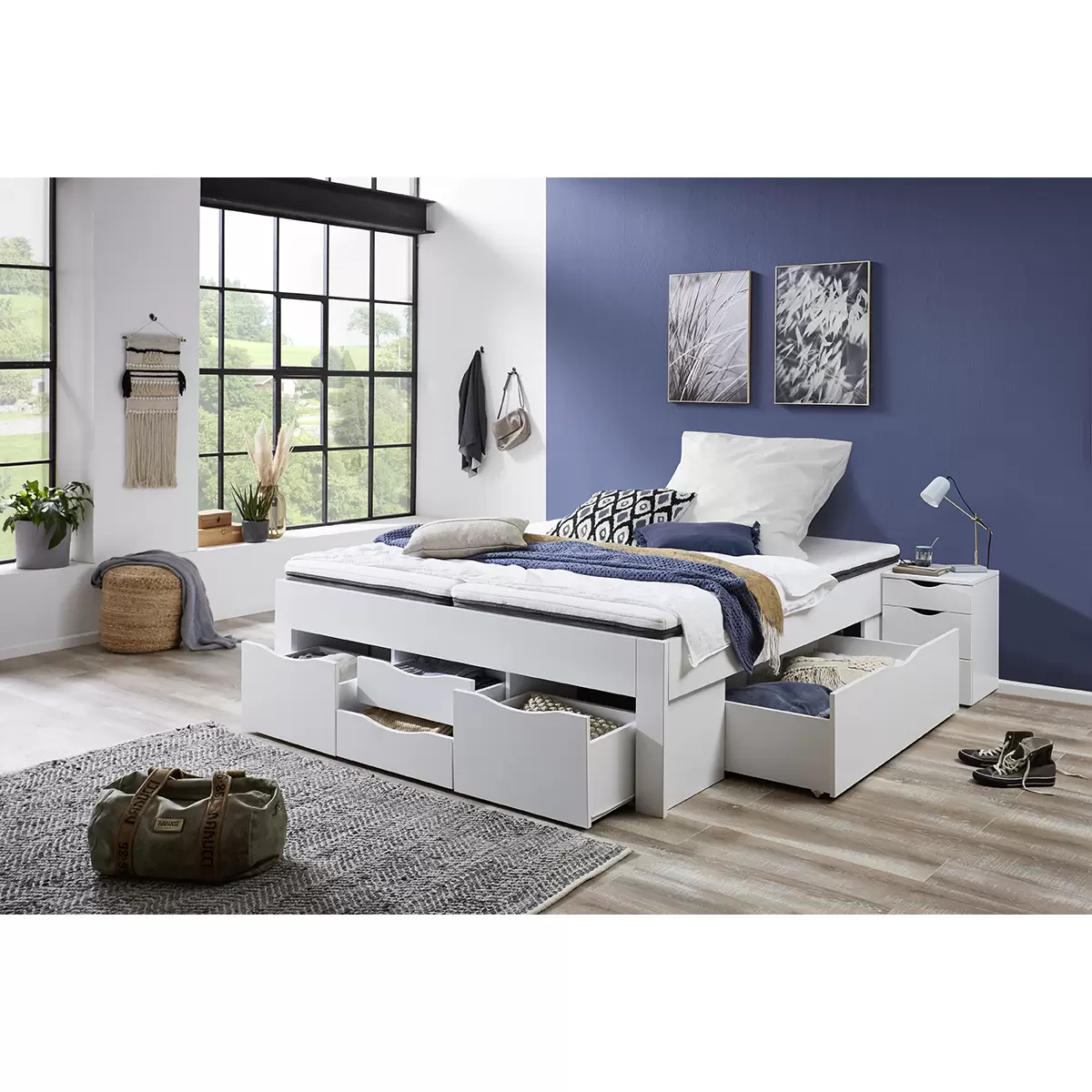 Stauraumbett Noah 180x200 weiss