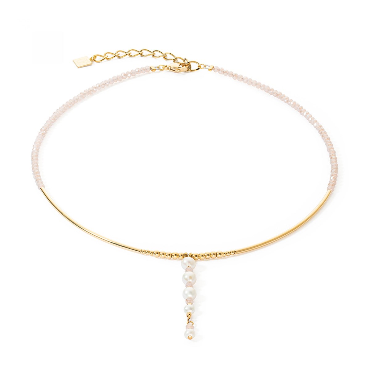 Collier Coeur de Lion Drops Perles d'eau douce doré