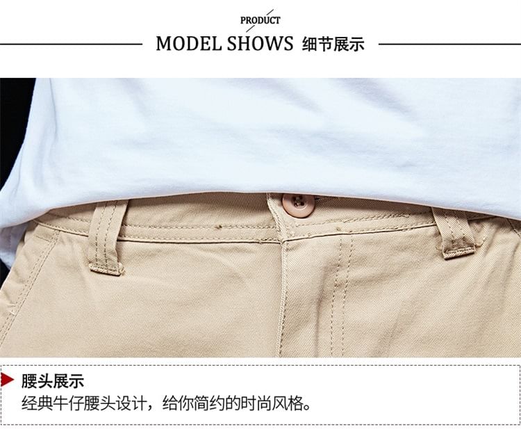 Lefitt - Mid Rise Plain Cargo Shorts
