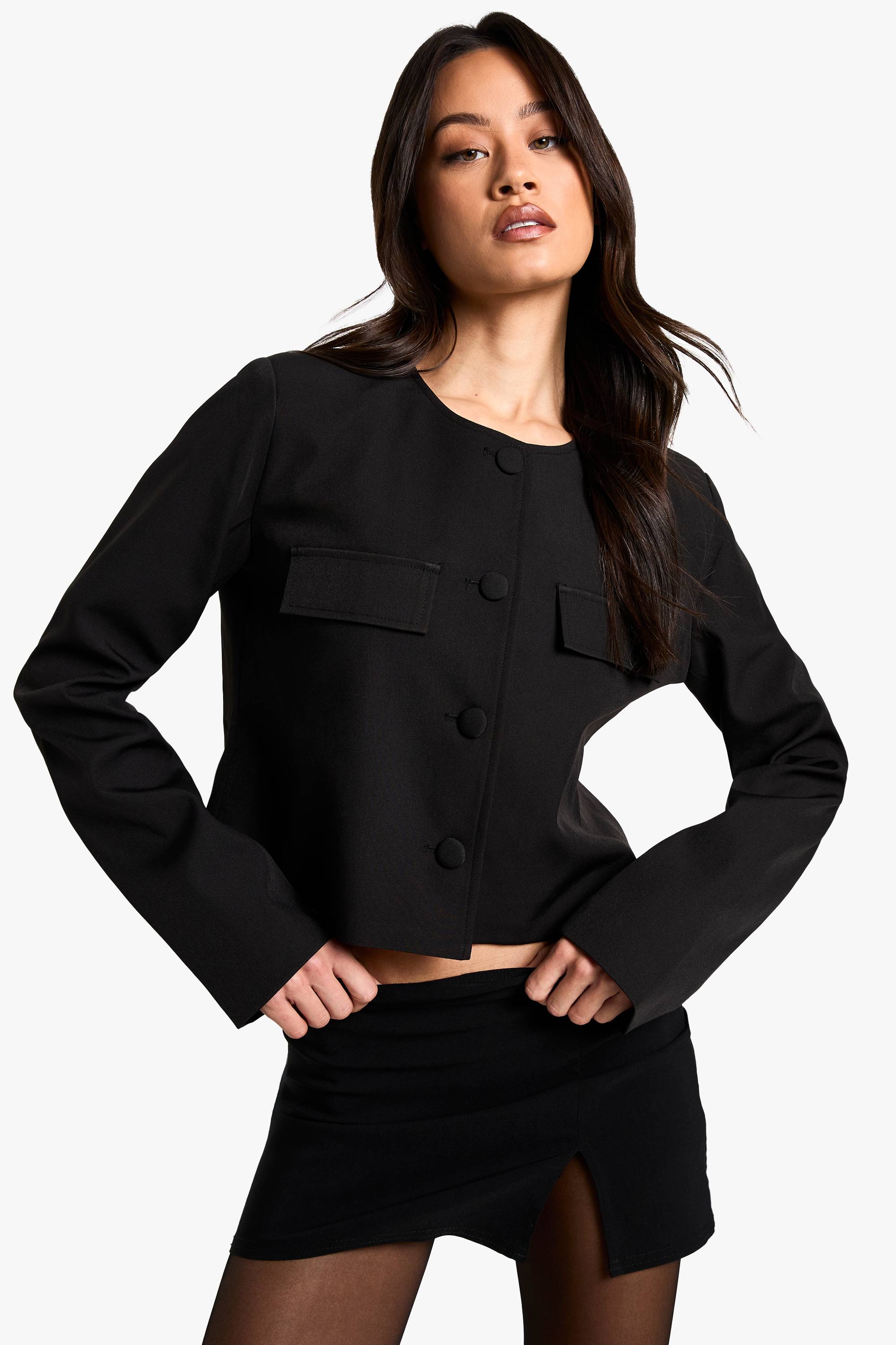boohoo Veste Tailleur Courte Coupe Ample Pour Grandes Tailles