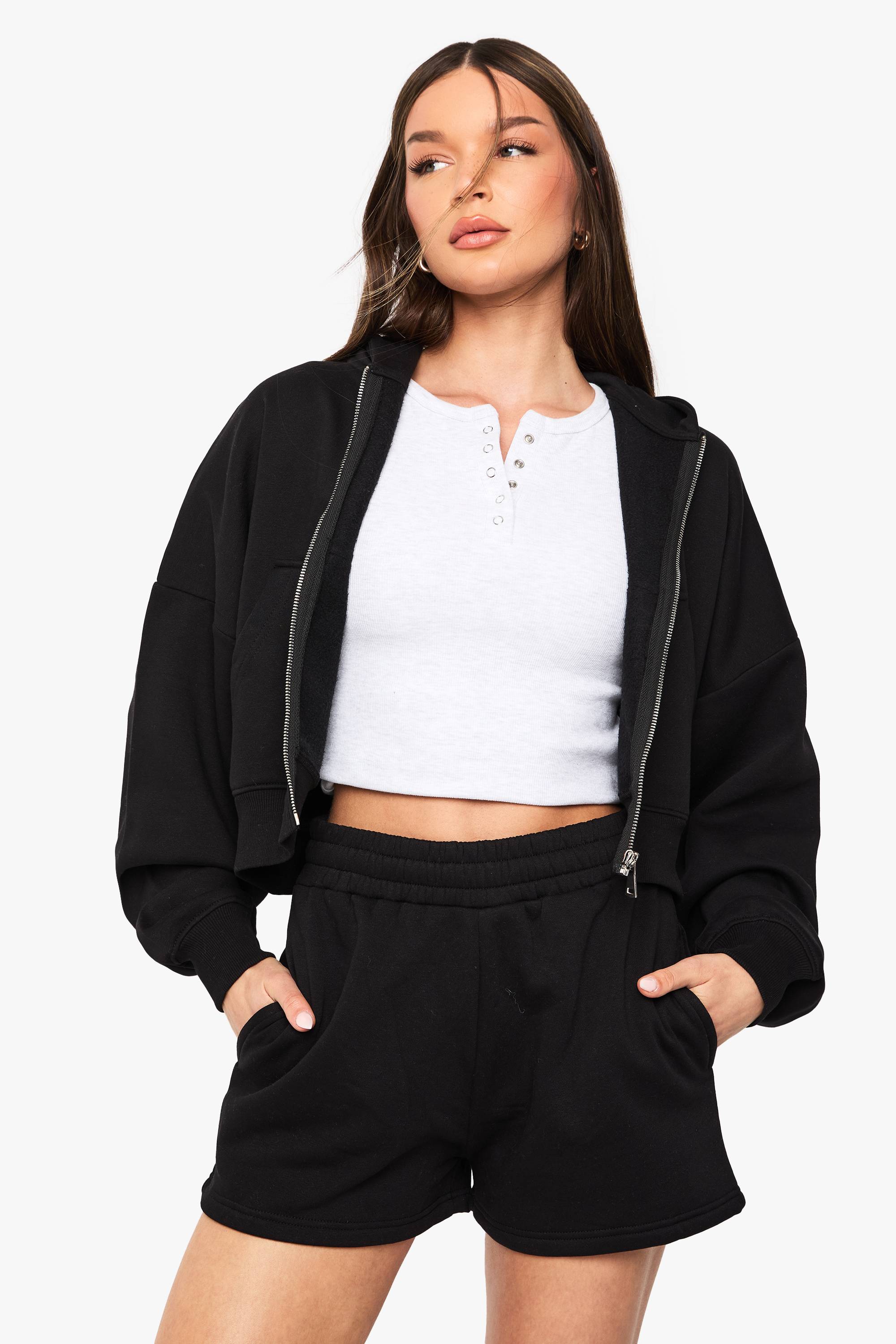 boohoo Sweat À Casynthétiqueche Oversize Boxy Avec Manches Ballon Et Fermeture Zippée