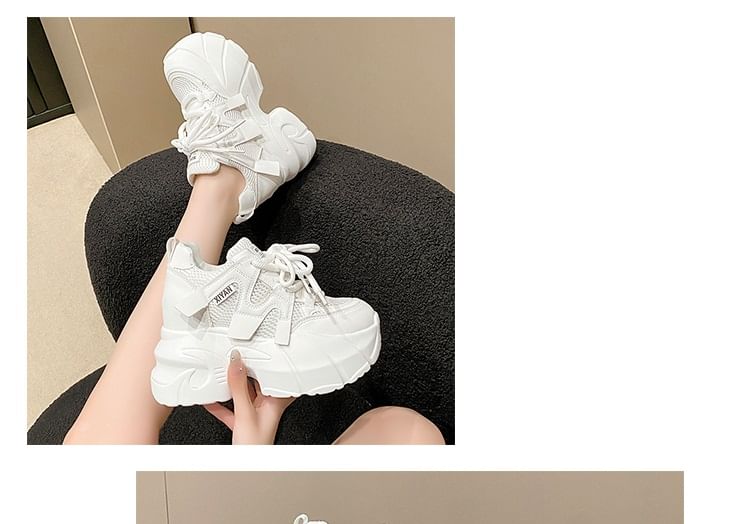 Sleeko - Platform Panel Mesh Hidden Wedge Sneakers