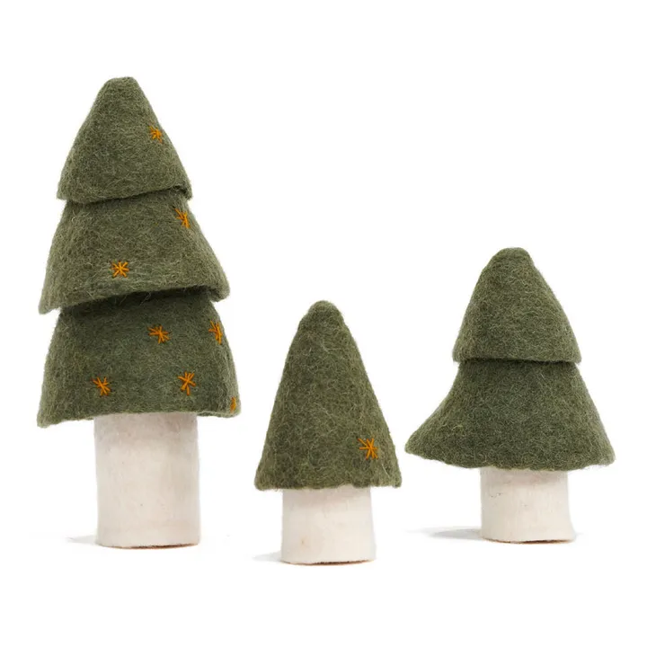 Muskhane Sapin décoratif en feutre - Set de 3 | Vert