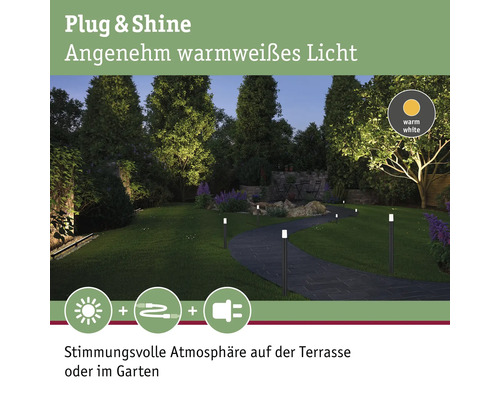 Paulmann Plug & Shine LED-paalverlichting IP65 3,6W 270 lm 3000 KH 40 cm Flare zwart 230/24V