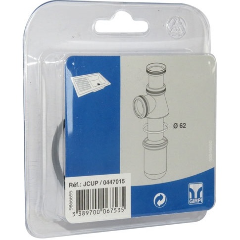 Joint de culot pour siphon - D62 x 50 mm - ép.3 mm -  noir