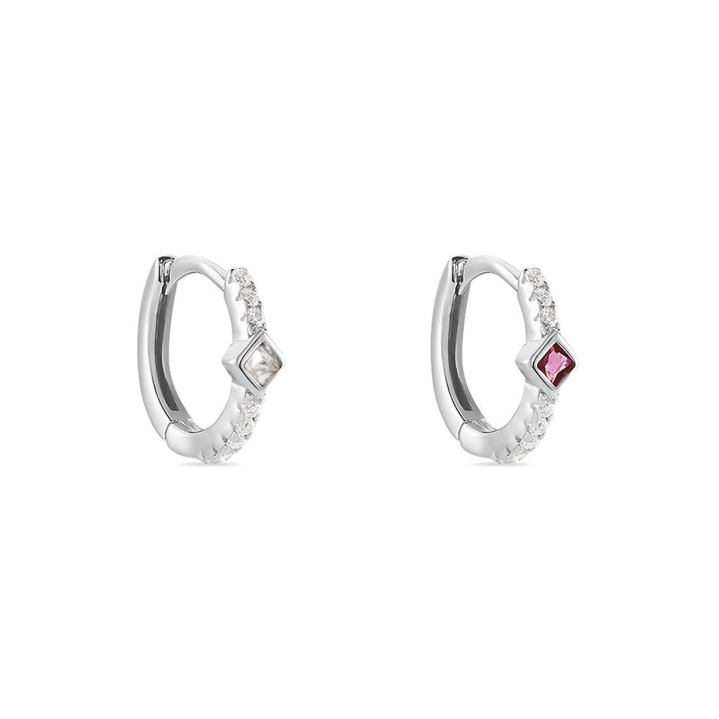 Créoles Fane Argent Rhodié Oxyde De Zirconium