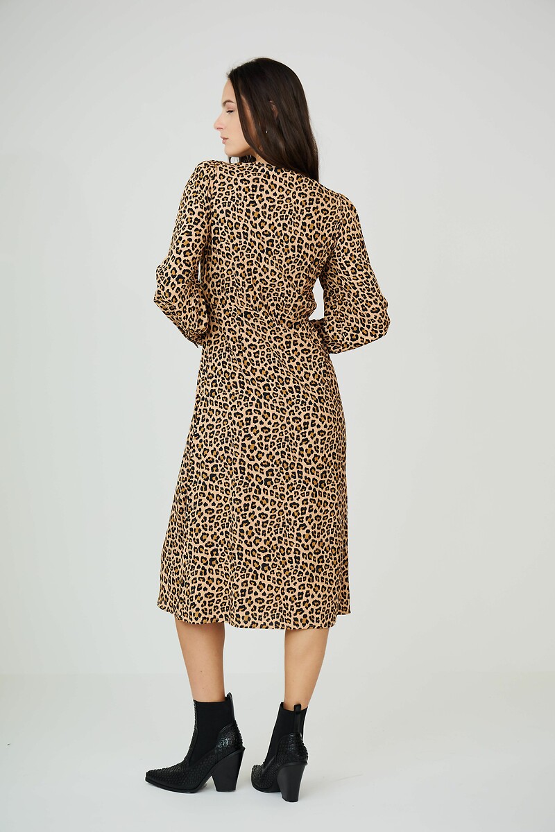 ATÉ BREVE<br>Vestido midi, mangas compridas, decote em V