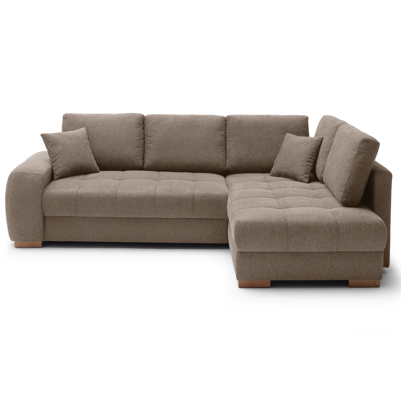 Ecksofa - taupe - Boxspringfederung - Liegefunktion - Holzfüße