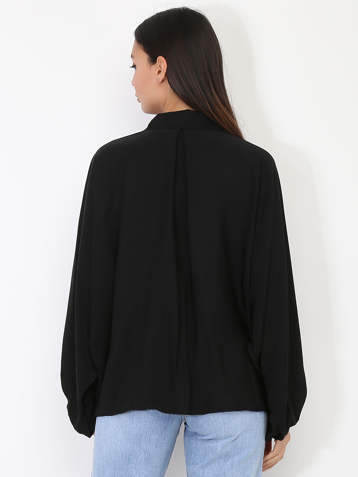 Chemise à manches chauve-souris- Noir