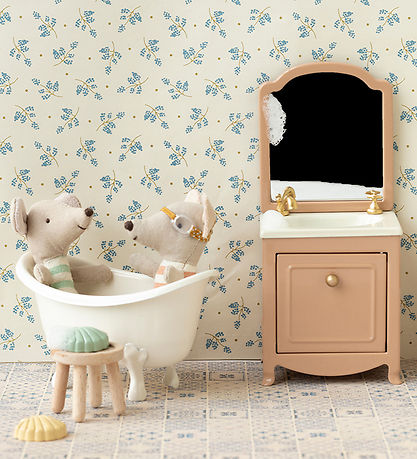 Maileg Miniaturkommode m. Waschbecken und Spiegel - Maus - Puder