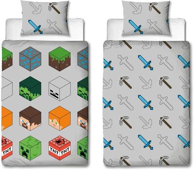 Minecraft Pixel Sengesett 140 x 200 cm