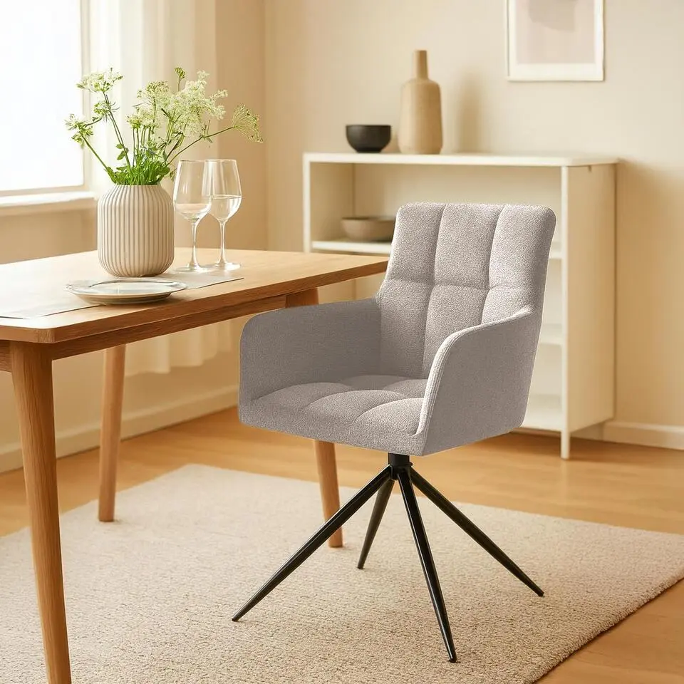 CLP Set van 2 Eetkamerstoel Jonah zwart Frame - Stof - taupe