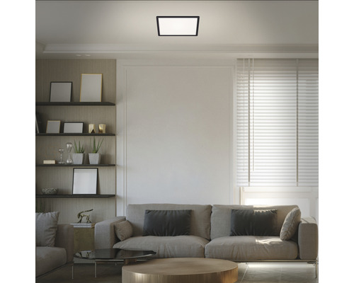 LED plafondlamp 18W 2400 lm 4000K 29,3x29,3 cm Slank zwart + Achtergrondverlichting