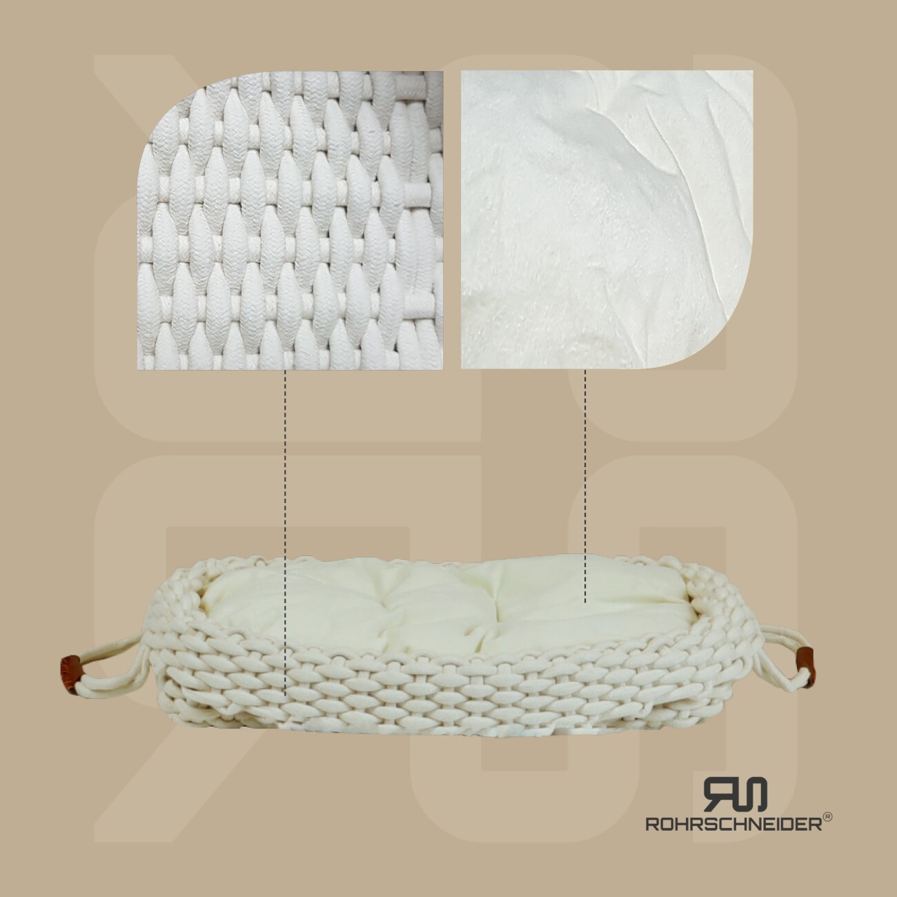 Rohrschneider ® Flauschiges Tierbett inkl. Gratis-Beigabe, Körbchen in Flechtoptik S