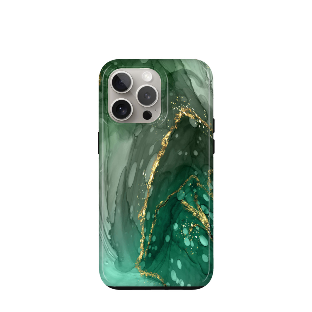 iPhone 15 Pro Max Hybrid (Kunststoff / Gummi) Hülle Marmor Marble 7 - Grün