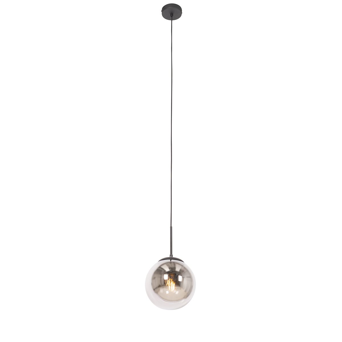 Art Deco hanglamp zwart met smoke glas - Flore