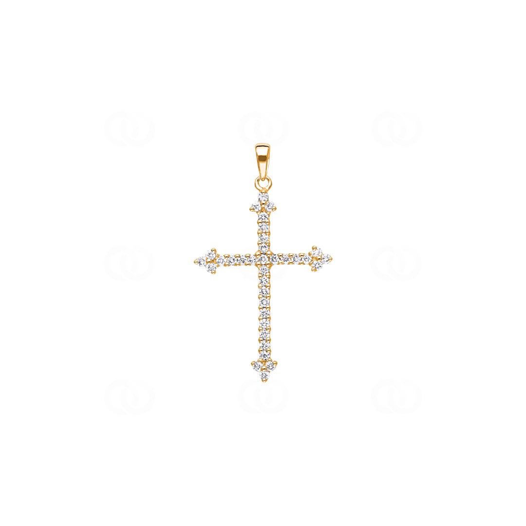 Kreuzanhänger 750/18 K Gelbgold mit Diamanten 0.26 ct H/si