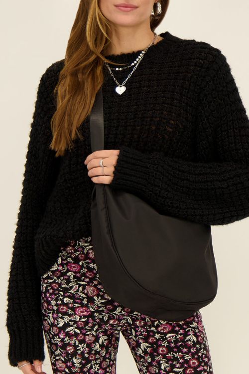 Zwarte crossbody tas groot