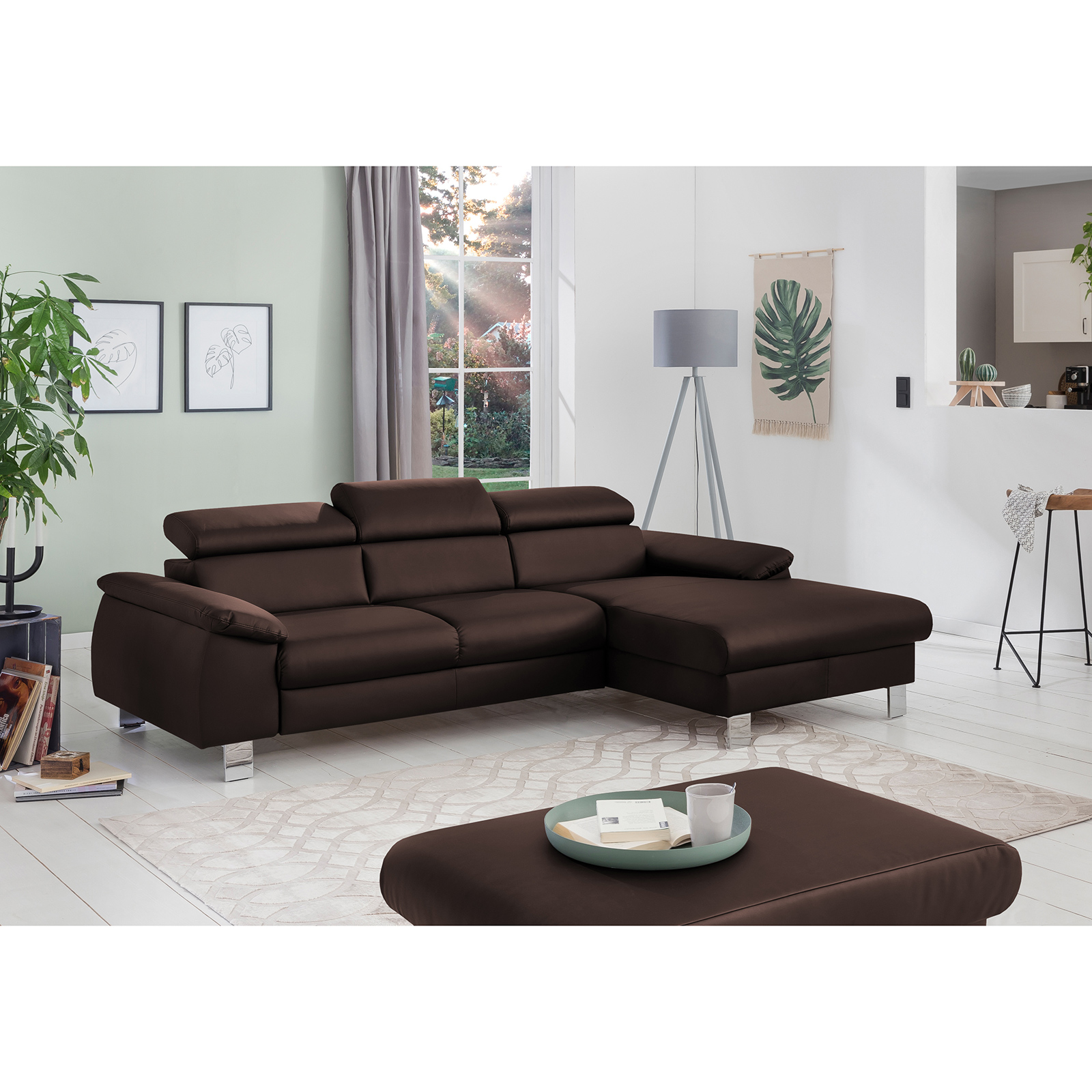 Ecksofa - coffee - Kopfteilverstellung - Recamiere rechts