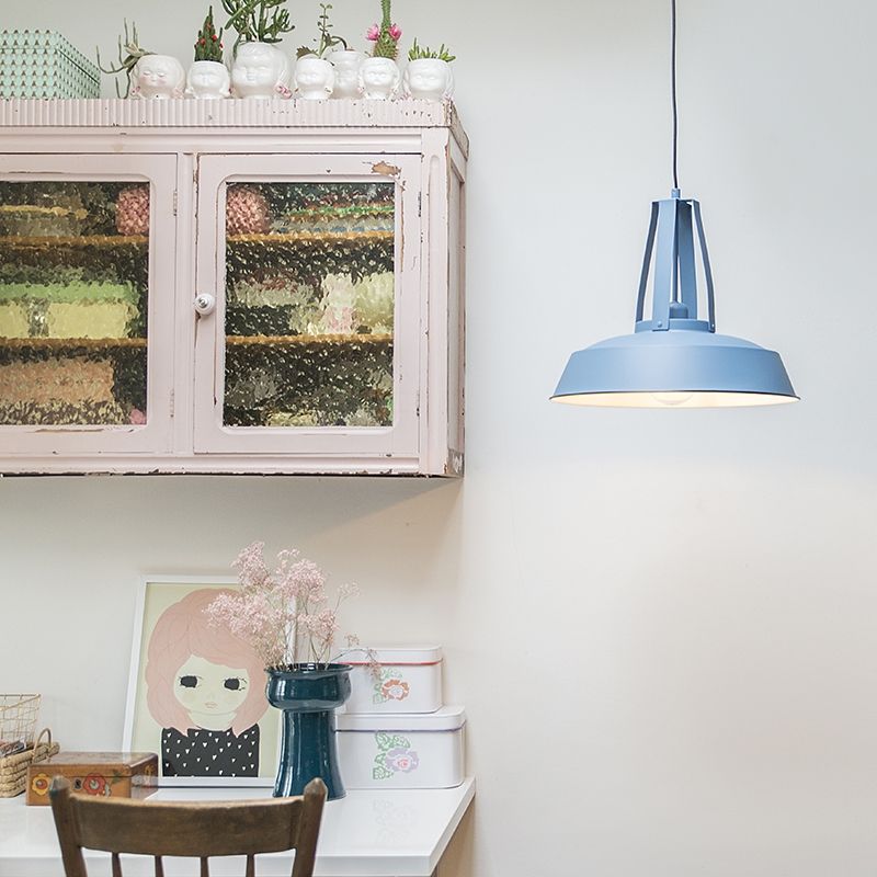 Vintage hanglamp blauw rond 43cm - Living
