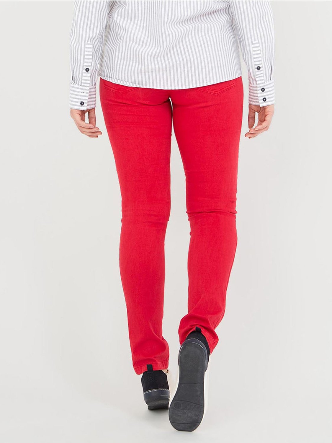 Pantalon Femme Ajsuté Coton Rouge