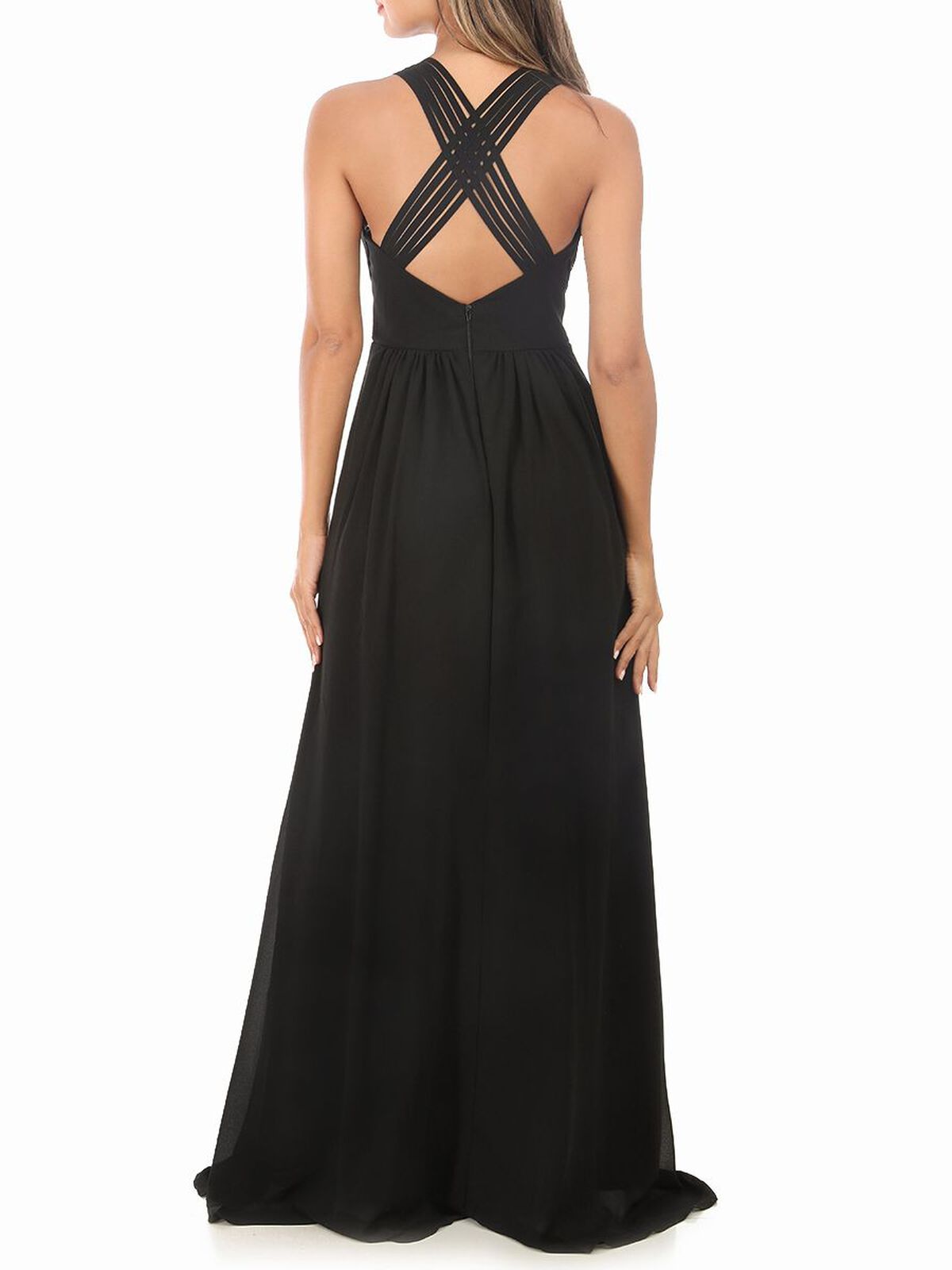 Robe longue de soirée à perles- Noir