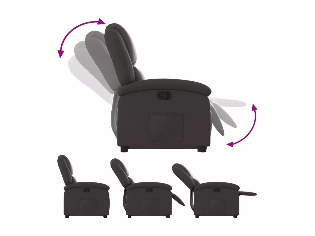 Fauteuil inclinable marron foncé cuir véritable