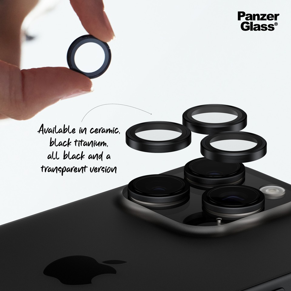 PanzerGlass - Hoops Linse Beskytter - iPhone 16 Pro/iPhone 16 Pro Max - Sort