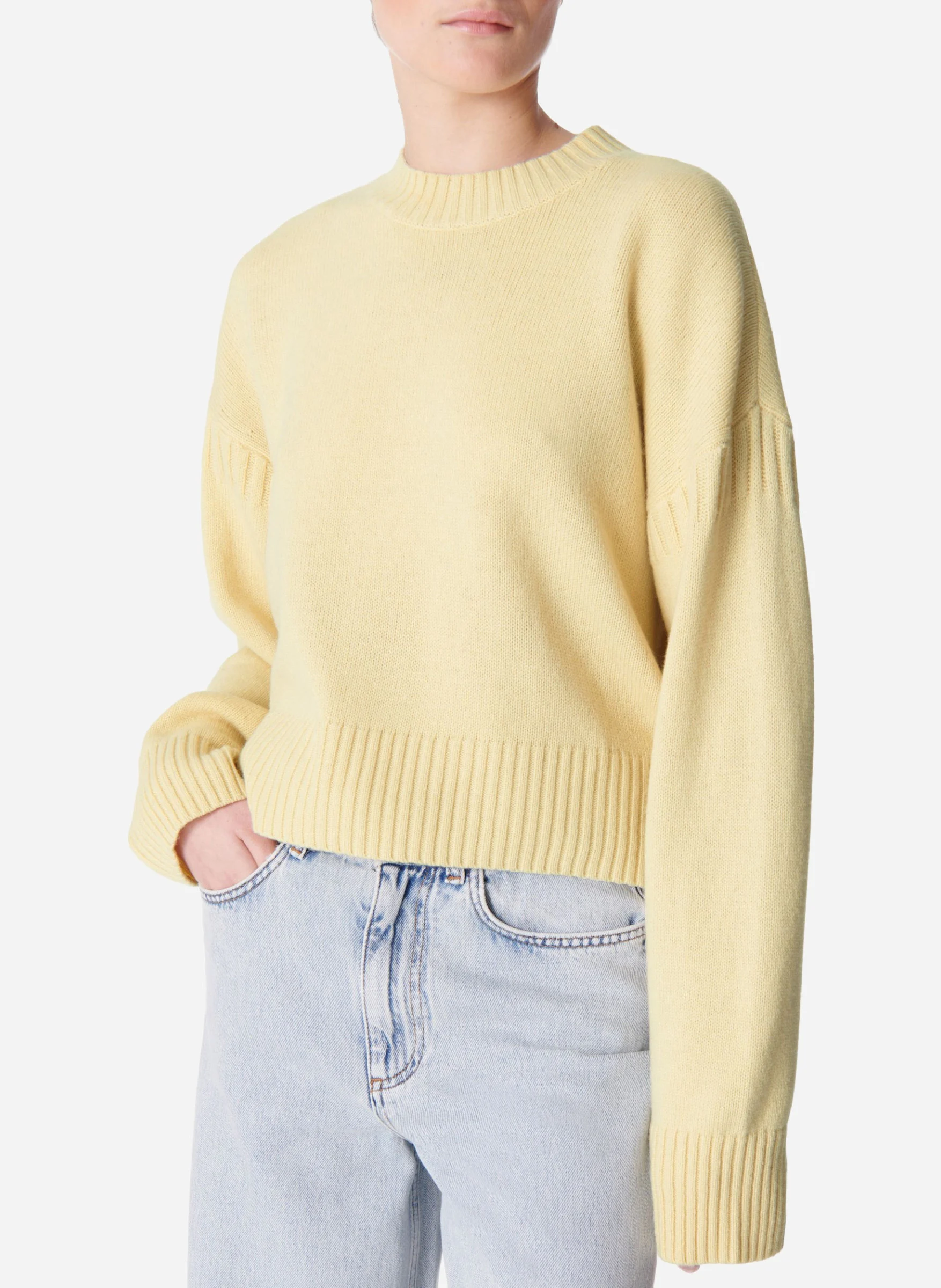ESTHER - Pull court en laine et yack | Jaune