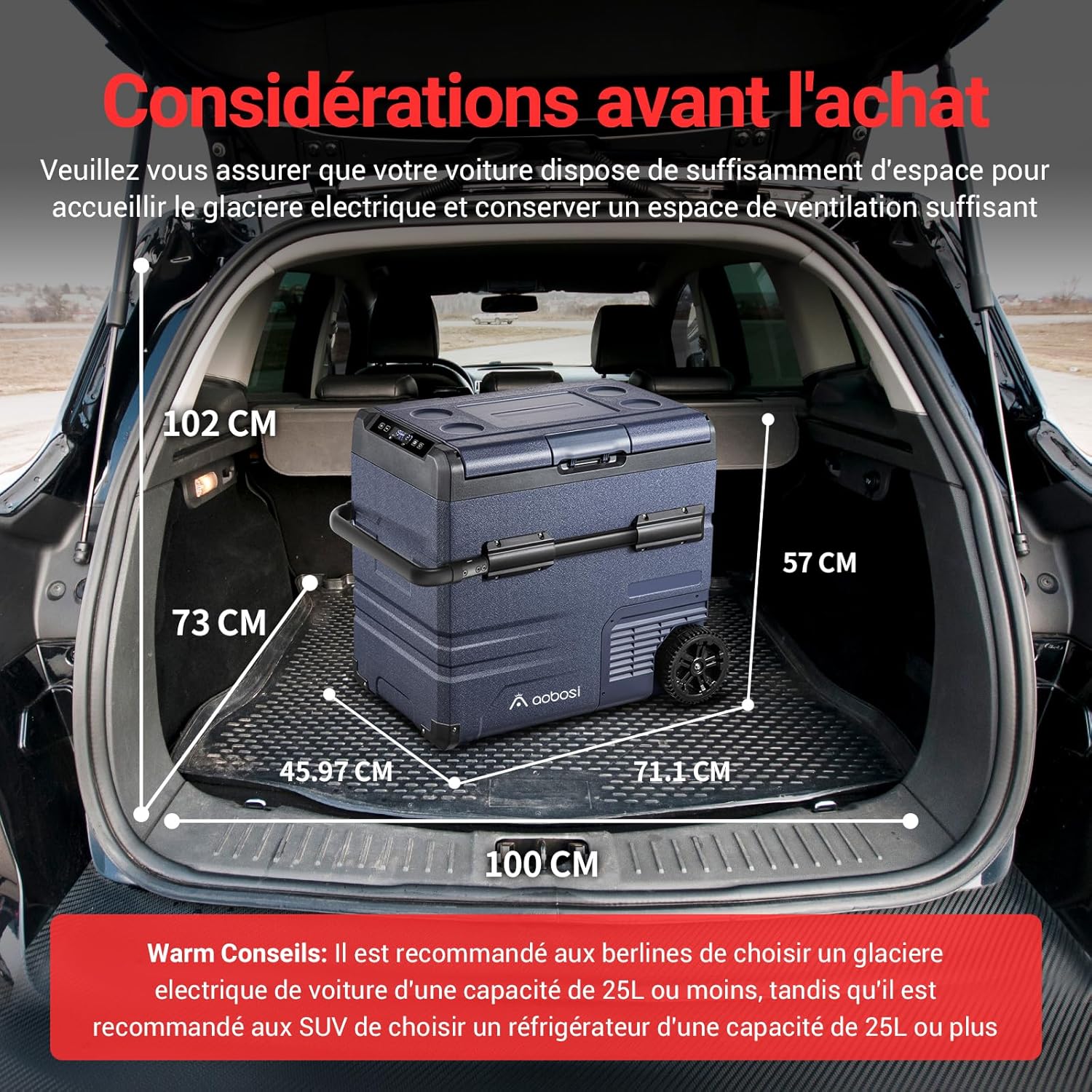 AAOBOSI 115L Glaciere Electrique Double Zone,Glaciere a Compression WiFi APP,12 V/24 V et 100-240 V Frigo Camping, -20 ℃ à 20 ℃, pour Voiture, Camion, Bateau, Camping, Car, Caravanes, Voyageant,Maison