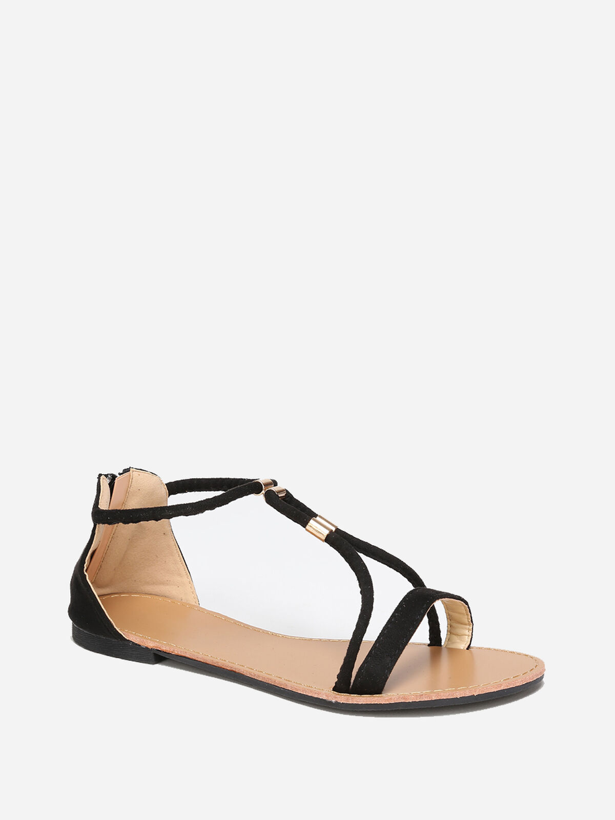 Sandales à brides détails métallisés grandes tailles- Noir