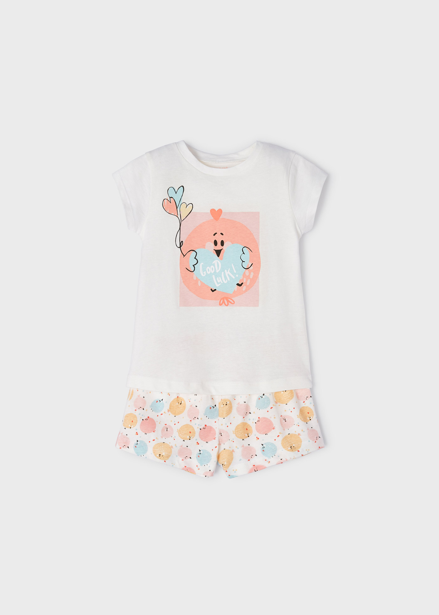 Pijama de manga curta em algodão sustentável para meninas