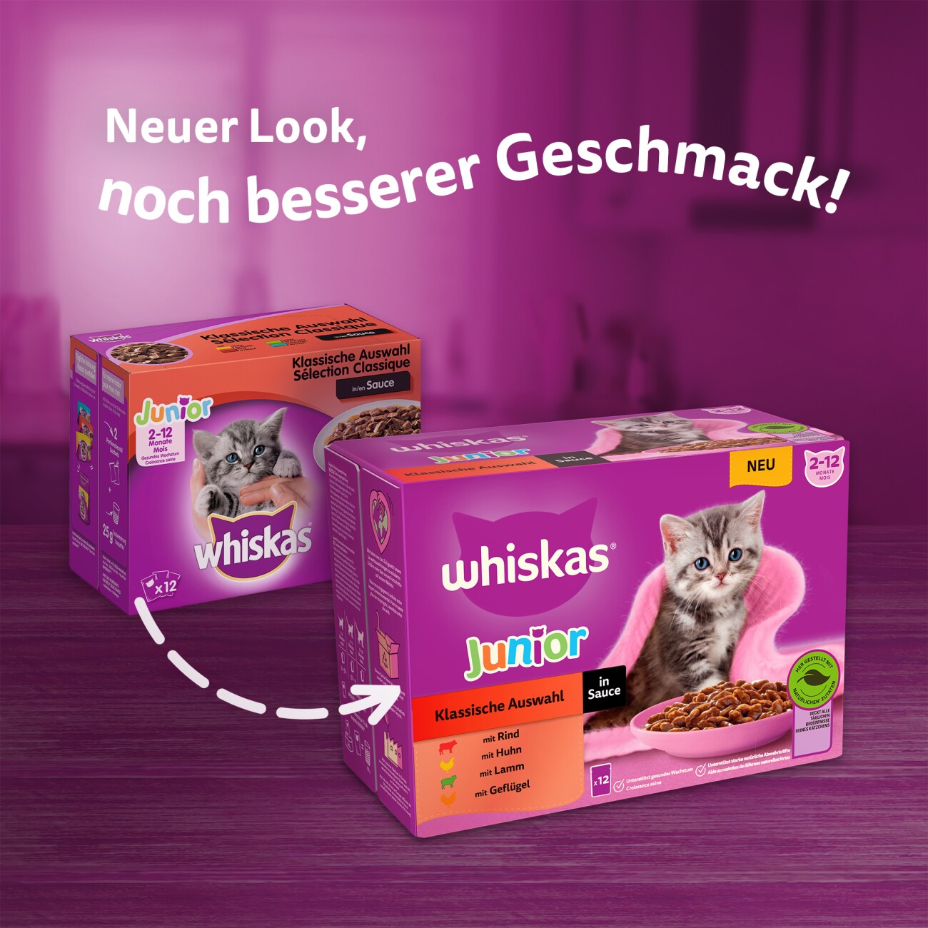 Whiskas Multipack Junior Klassische Auswahl in Sauce 12 x 85g