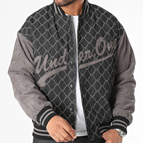 Veste Teddy Gris Noir