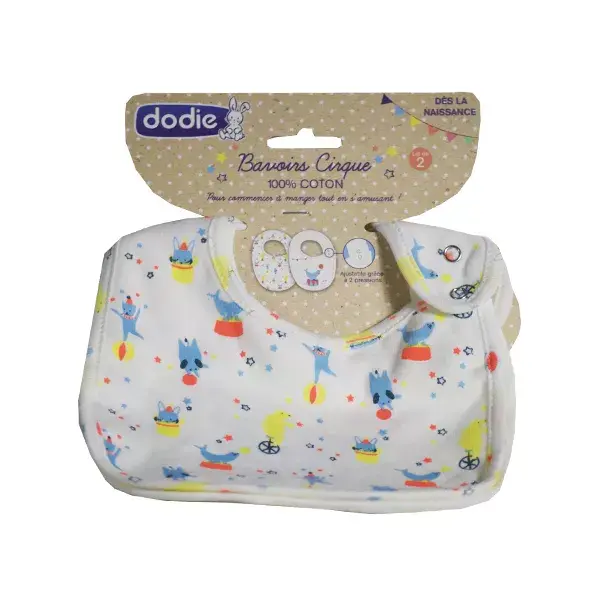 Dodie Accessoire Bavoirs Coton +0m Cirque Lot de 2