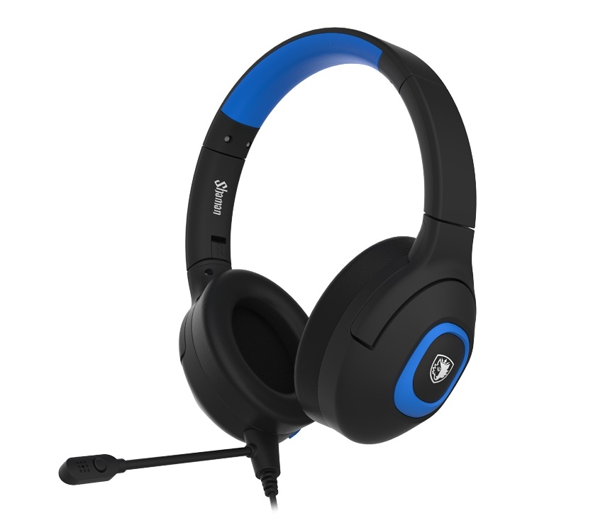Sades Gaming-Headset »Shaman SA-724 Gaming Headset, schwarz/blau, USB, kabelgebunden« Mikrofon abnehmbar Stereo, Over Ear, PC, PST, XBox, Nintendo Switch, VR, Phone