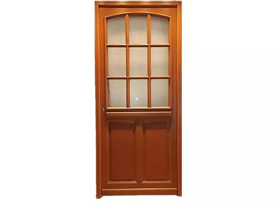 Porte D'Entrée Bois Vitrée, Alena, H,215Xl,90 P, Droit Cote Tableau + Poignée Et Barillet ( Ref 010723No)
