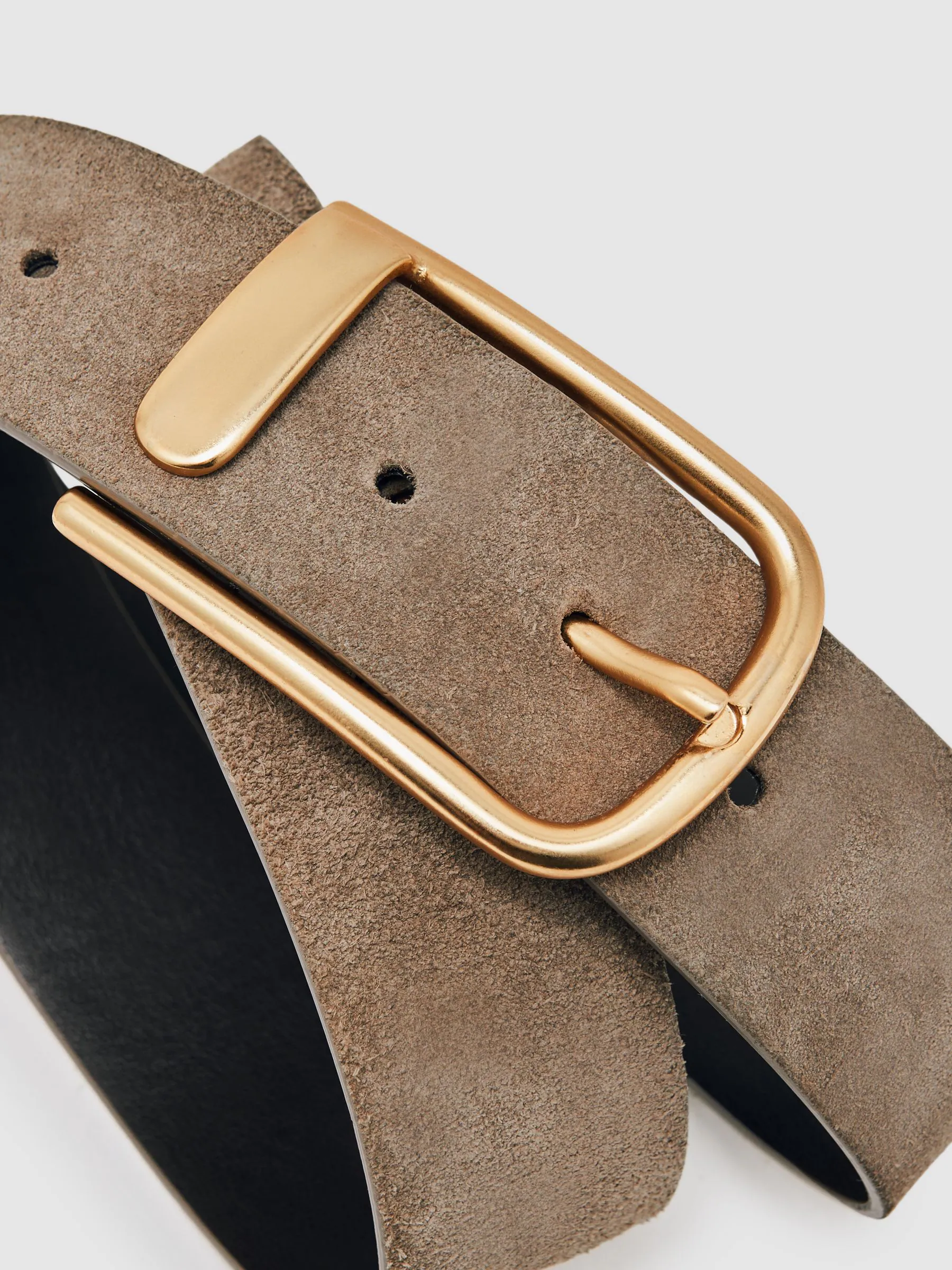 Grijs - Reiss Iyla leren riem met halve gesp