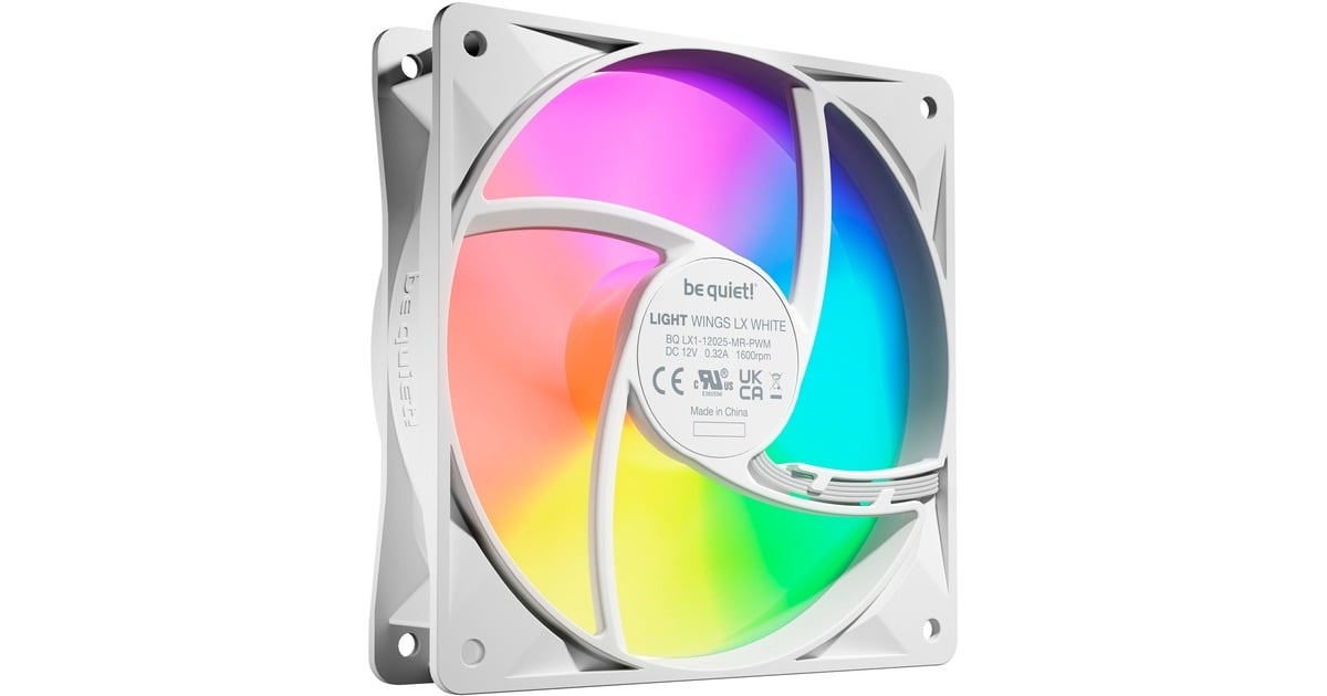 be quiet!Light Wings LX PWM RGB case fans  (Wit, 3 stuks, 120 x 120 x 25 mm)