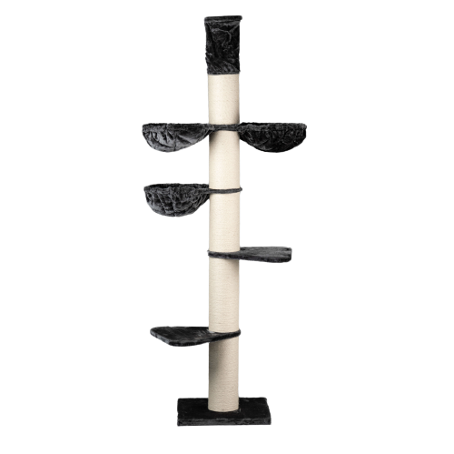 Arranhador para gatos Maine Coon Tower Plus, bege e preto.