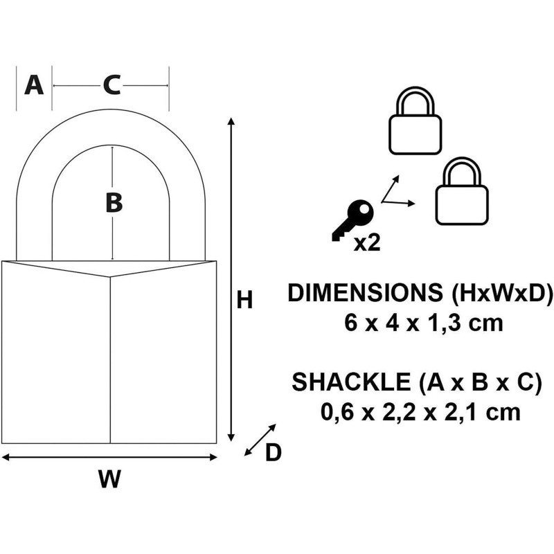 Cadenas à clé en laiton Master Lock - largeur 40 mm - Lot de 2