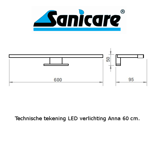 Sanicare Spiegelverlichting LED Anna 60cm. chroom