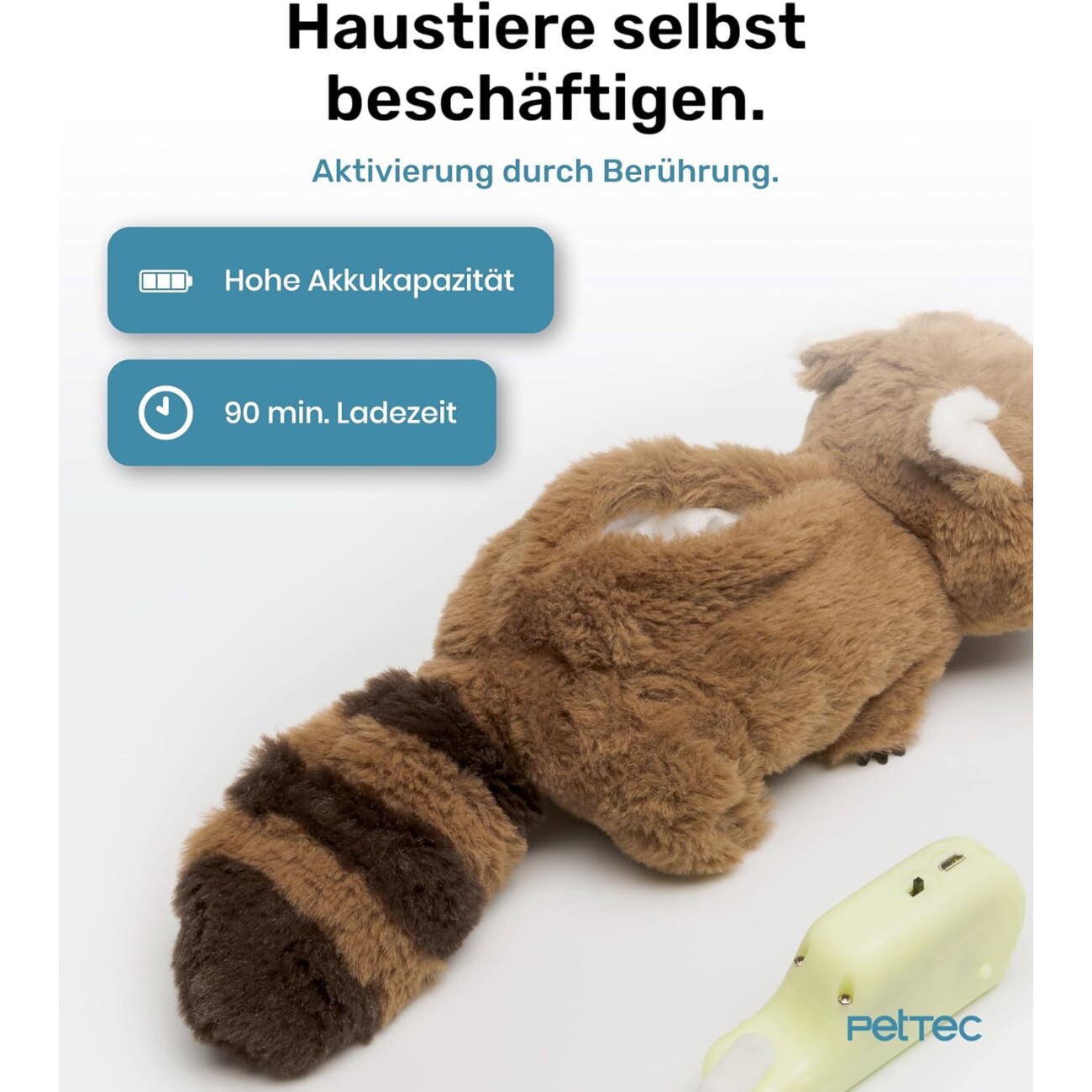 PetTec interaktives Plüschtier für Katzen - Waschbär