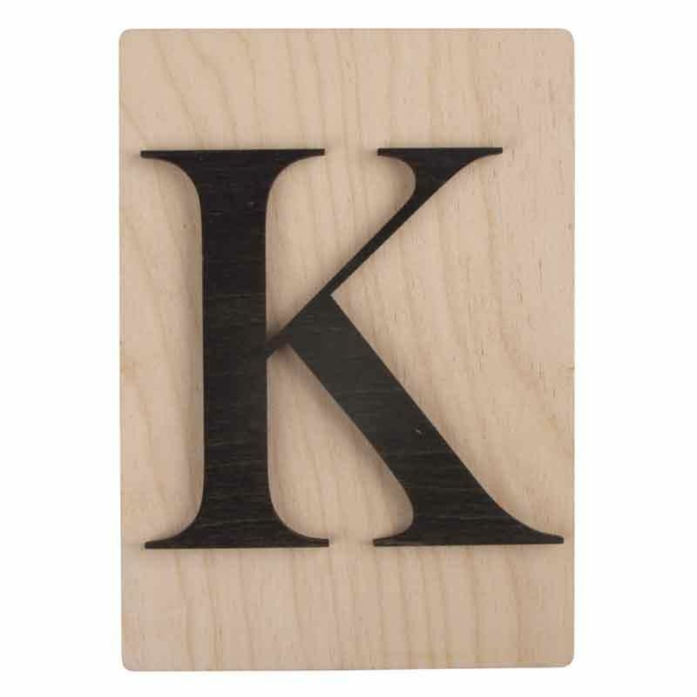 Lettre en bois 14,8 x 10,5 cm - k