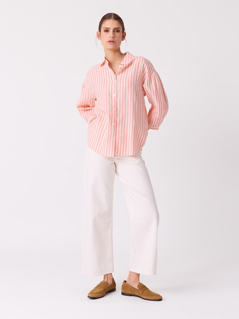 Brith stripet bluse Fresh Salmon