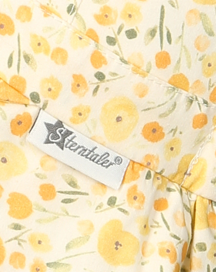 Schirmmütze GELBE BLUMEN mit Nackenschutz in weiß