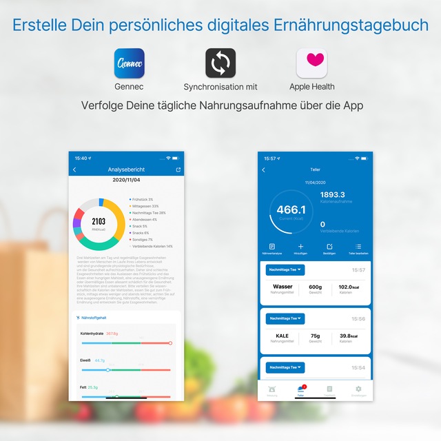 Renpho Küchenwaage »Calibra 1L Smart Nutrition Scale T001« Smarte Küchenwaage für präzise Ernährungstracking & Zielerreichung
