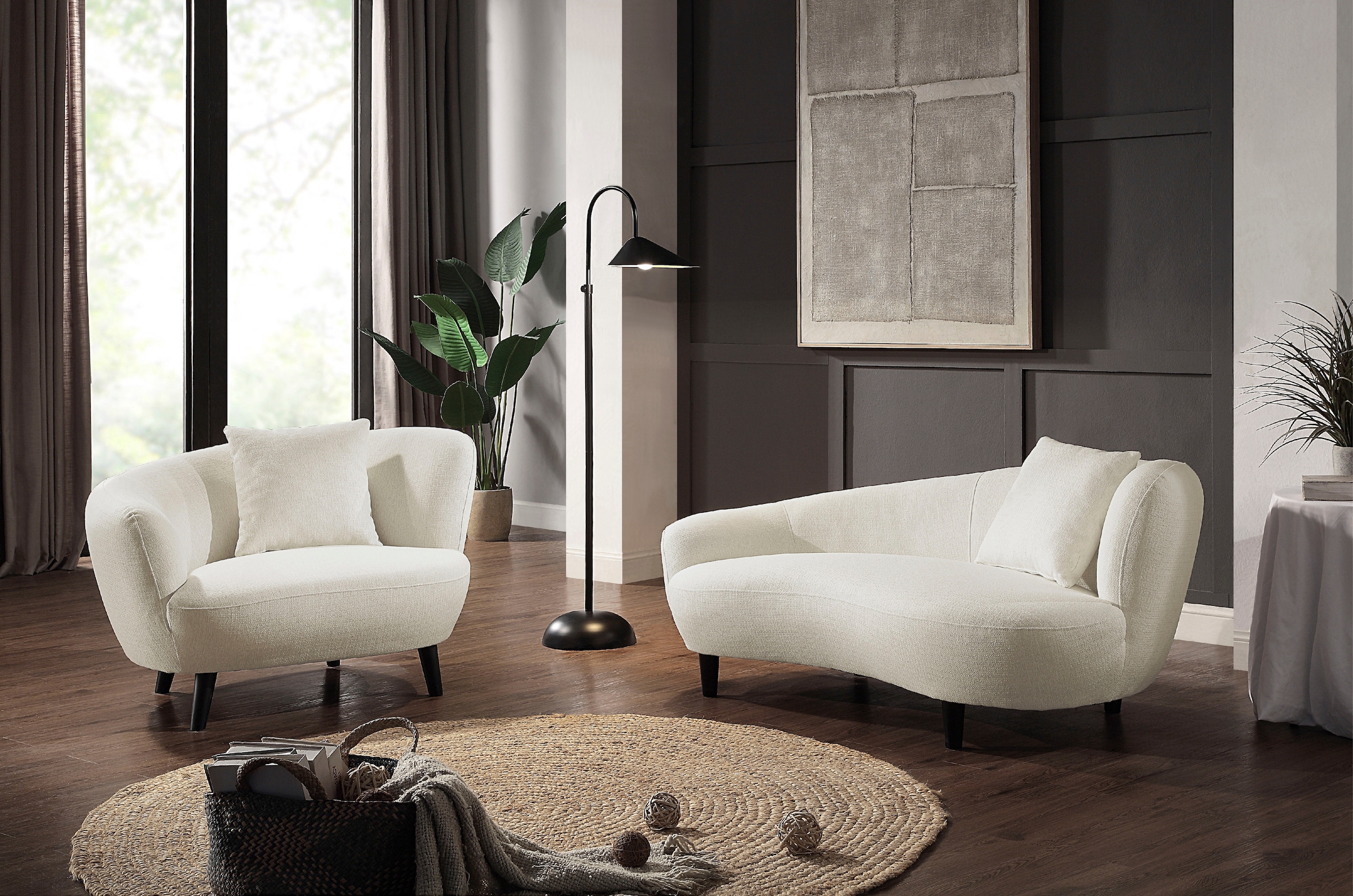 ATLANTIC home collection Chaiselongue »Olivia« Nierenform-Sofa mit Zierkissen im Originalbezug